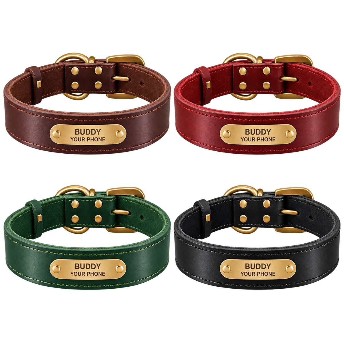 Personalized Leather Dog Collar & Leash Set