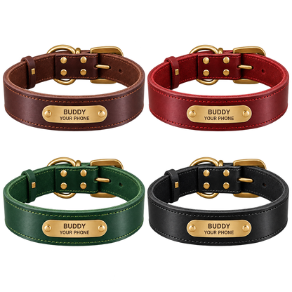 Personalized Leather Dog Collar & Leash Set