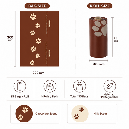 Scented EPI Degradable Poop Bags – 9 Rolls