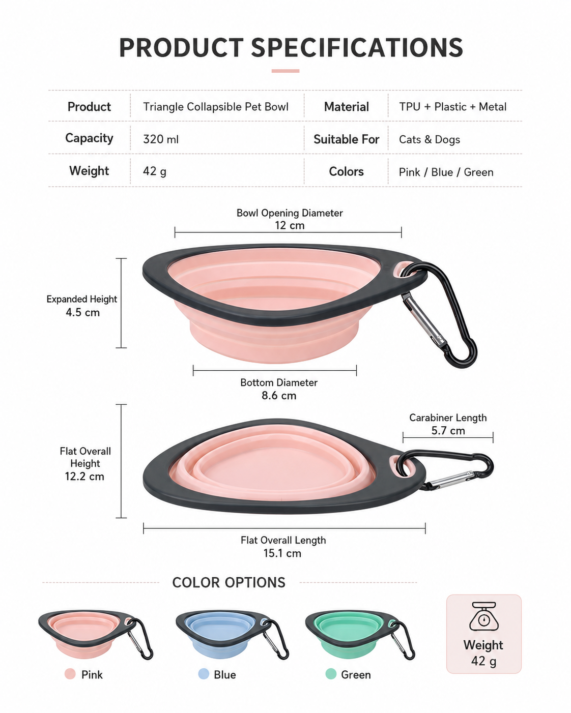 Triangular Collapsible Travel Bowl
